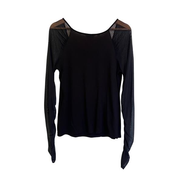 GUESS Ruched Sheer Mesh Long Sleeve Top - Picture 4 of 7